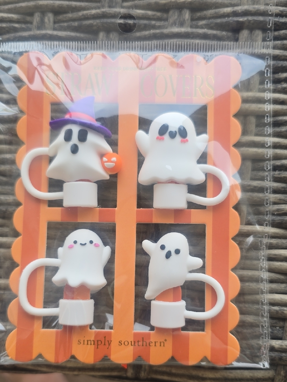 Simply Southern Halloween Ghost Straw Covers - White, NWT